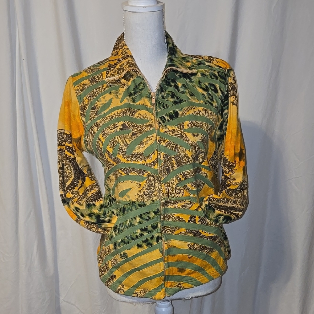 Shana K Funky Women's Multicolor Animal Print Zip-Up Jacket